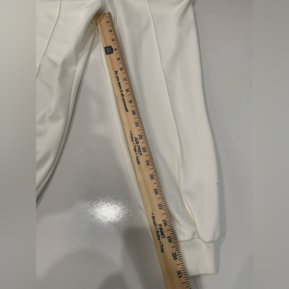 Prada White Cotton Jogger Pants Women’s Large/ Grey Side-Stripe /Emblem/ Size L - Picture 12 of 15